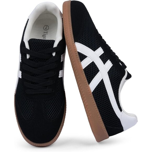 Shoes - Women's Black Lace Up Non Slip Comfortable Casual Trendy Mesh Sneakers